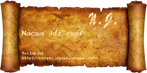 Nacsa József névjegykártya